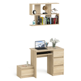 Компьютерный стол Мори МС-6 ящики справа с навесной полкой 900 и тумбой с ящиком