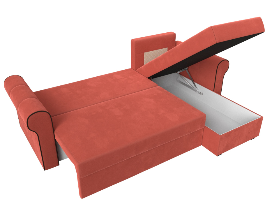 Диваны угловые в гостиную, Угловой диван-кровать Рейн, еврокнижка, микровельвет, правый