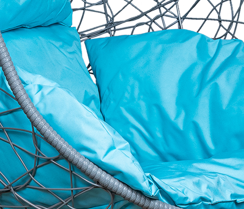 Мебель из ротанга, Подвесное кресло Leset Саона, каркас Серый металлик, подушка Бирюза яркая