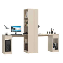 Два компьютерных стола со стеллажом Лайт 10.01