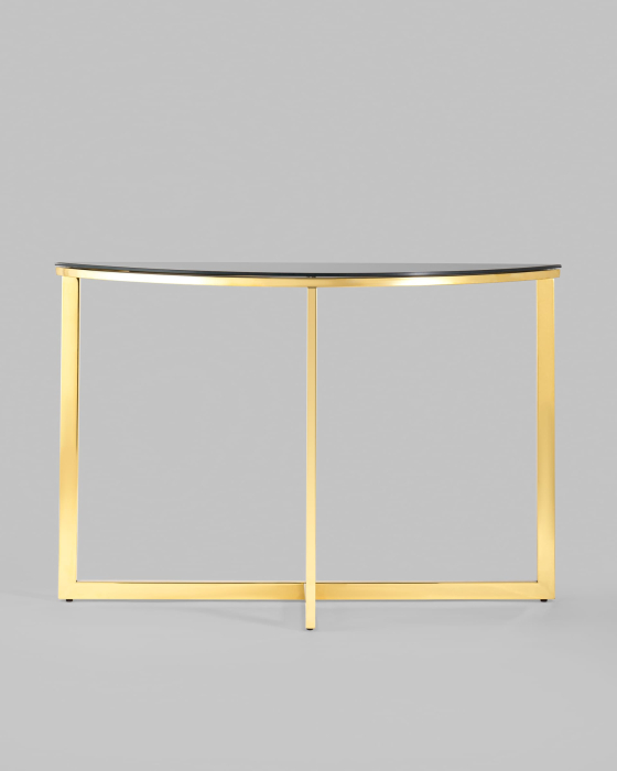 Журнальные столики, Консоль АЛЬБА 115х30 (Стекло черное/Сталь золото)