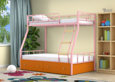 Для подростков, Двухъярусная кровать Радуга ящики оранжевый