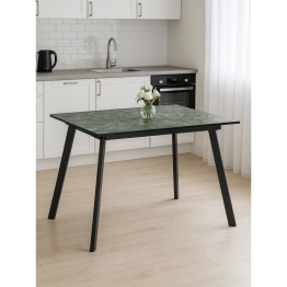 Стол стеклянный Агни 110 королевский мрамор/черный матовый 