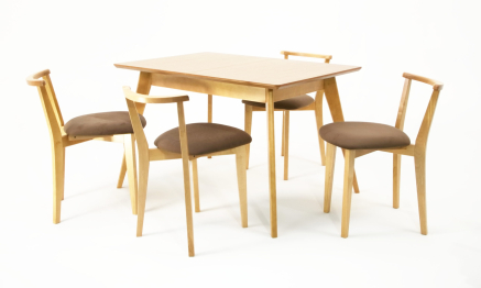 Стол Сканди 120 натур со стульями Франк натур велюр коричневый