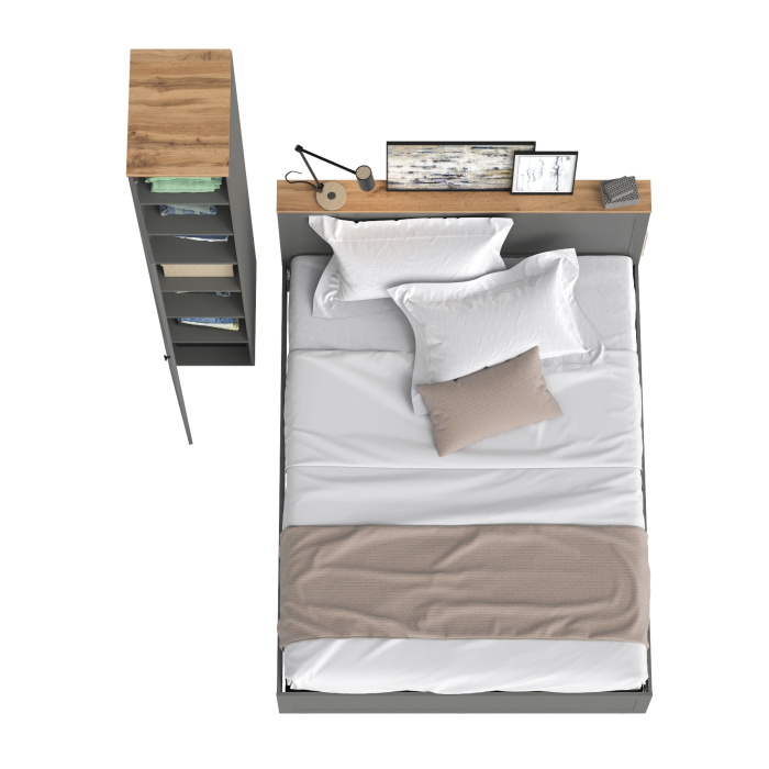 Спальные гарнитуры, Кровать 1600 с ортопедическим основанием Остин и бельевой шкаф-пенал 13.225