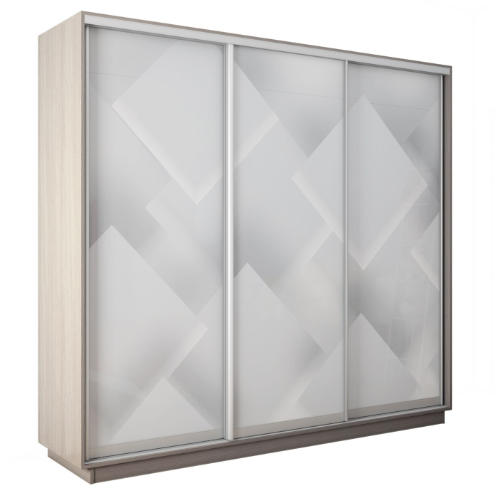 Шкафы-купе 3-х дверные, Шкаф-купе Экспресс 3-х дверный Фотопечать Квадрат Стекла 180х60х240