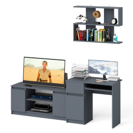 Стол однотумбовый компьютерный Мори МС-1 левый с полкой на 900 и тумбой на 1200