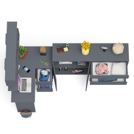 Тумба-комод МК1600.1 Мори с навесной книжной полкой и угловой компьютерный стол МС-16 правый