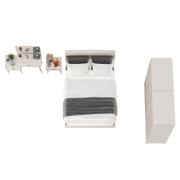 Туалетный столик с зеркалом Афина с кроватью 1400 с тумбочкой и двумя шкафами