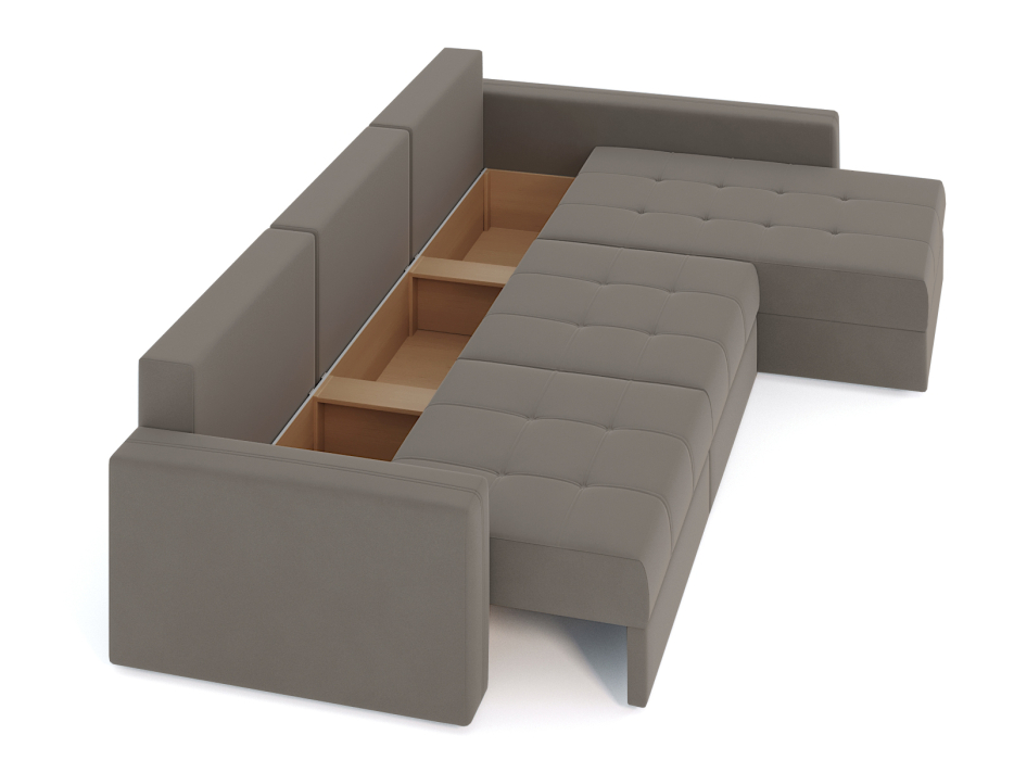 Диваны угловые в гостиную, Диван-кровать угловой Брест 3 секции еврокнижка, велюр