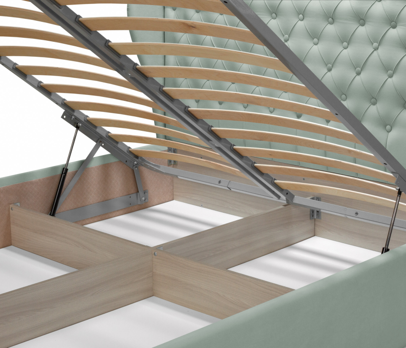 Мягкая кровать, Кровать с мягким изголовьем Мишель 1600 с подъемным механизмом, микровелюр