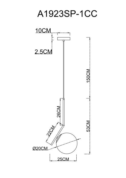 Светильник подвесной, Подвесной светильник Bolla-unica 20см