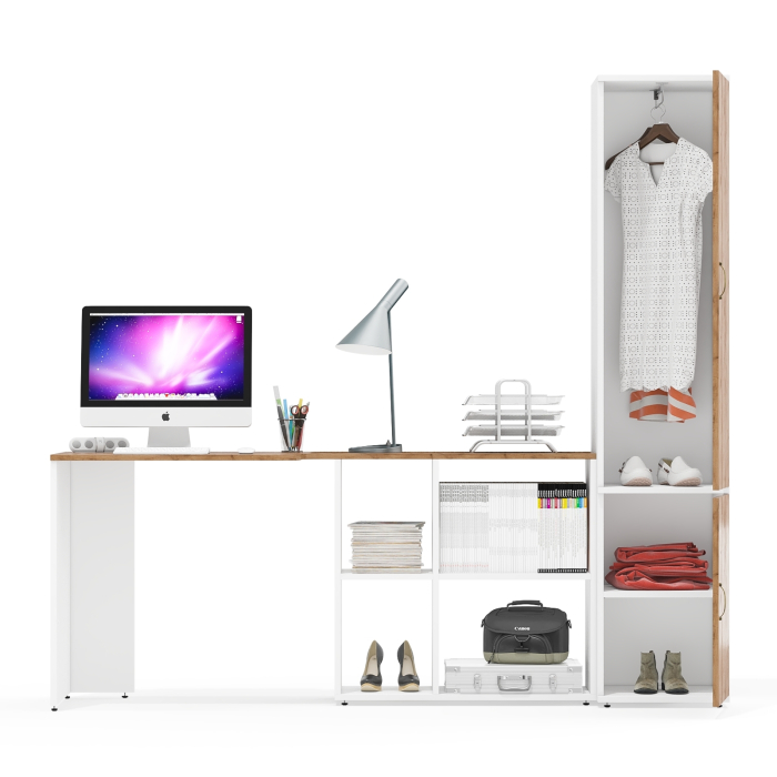 Домашние кабинеты, Стол-трансформер с пеналом с вешалкой для одежды и полкой Лидер-8