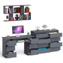 Полка Мори 1200 с письменным столом Мори МС-2 и комодом на восемь ящиков