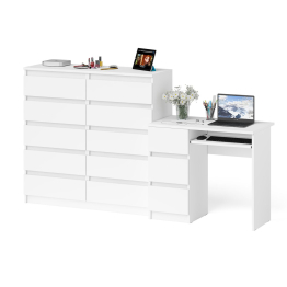 Компьютерный стол с тремя выдвижными ящиками левый с комодом 10-ть ящиков Мори