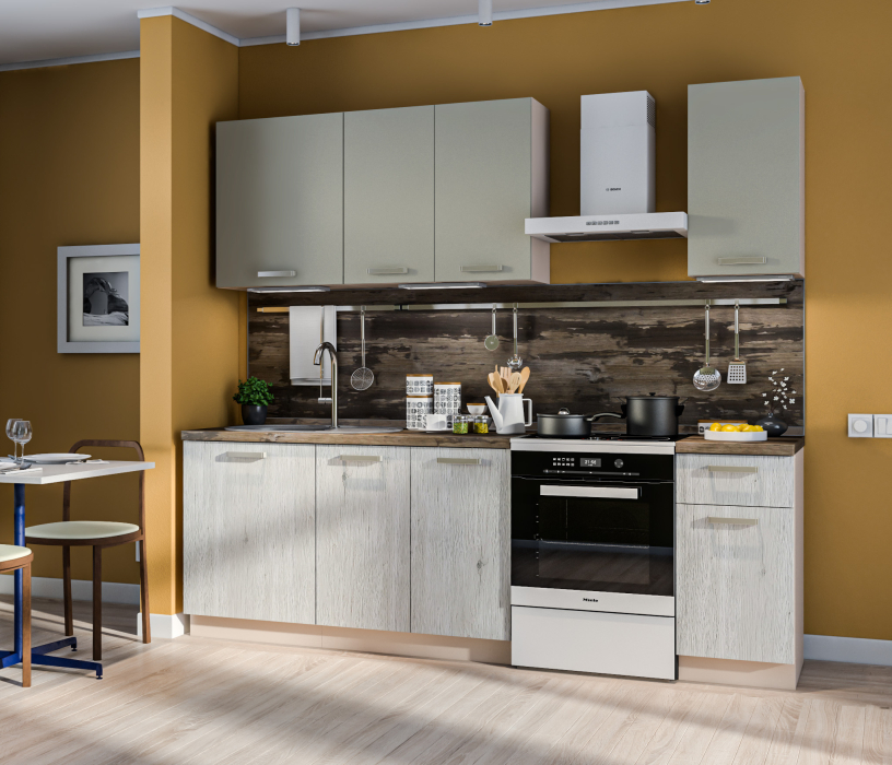 Кухонные гарнитуры, Кухня Регина серия Mishel Беж песок/Ирландский ликер, Рустик серый 1,8-2,4 м (Мишель)