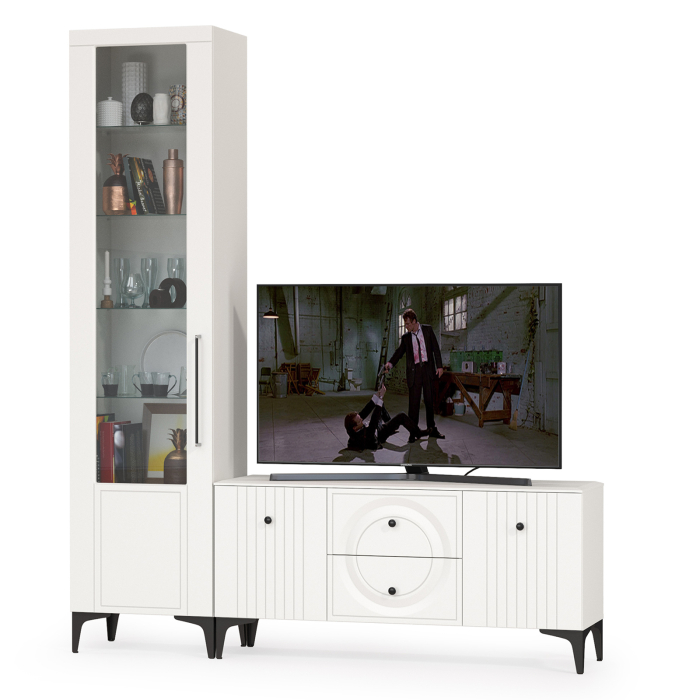 Стенки для гостиной, ТВ-тумба с пеналом Валенсия № 54