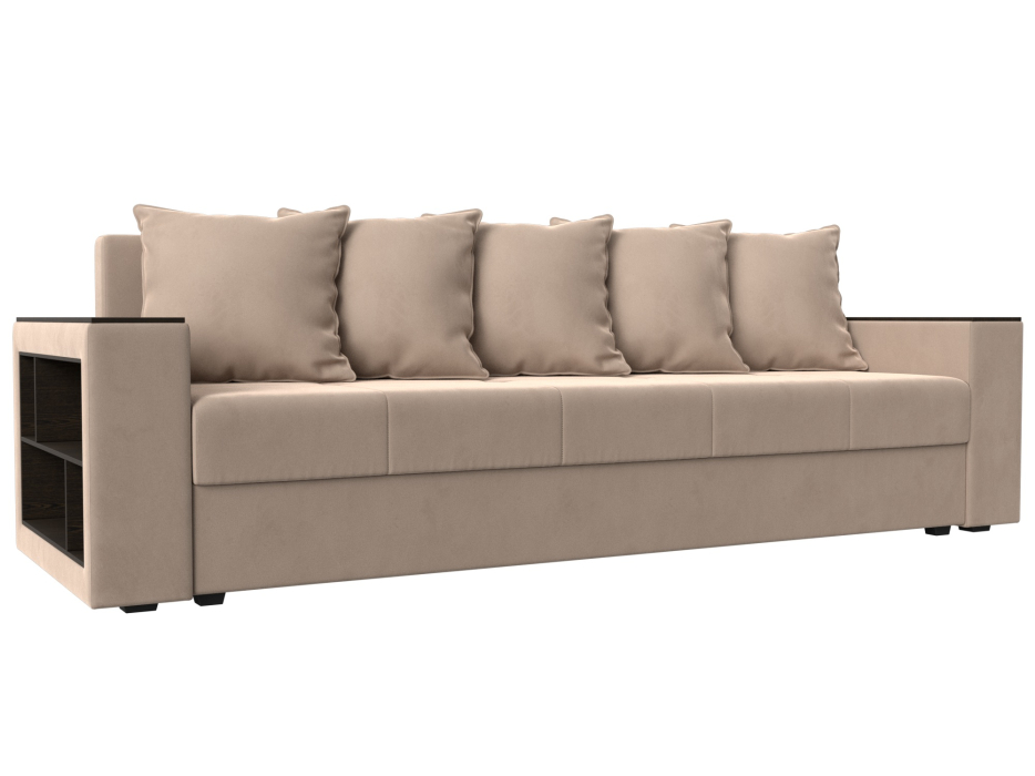 Диваны прямые, Диван прямой Дубай Лайт полки слева, велюр