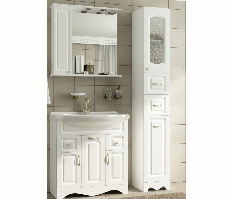 Зеркала для ванных комнат, Шкаф-зеркало Francesca Avanti Империя 80 белый левый