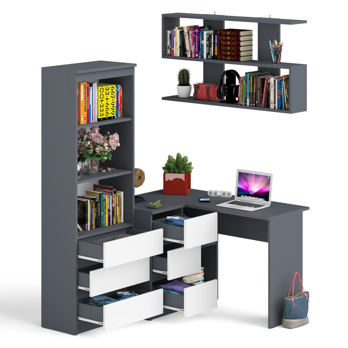 Домашние кабинеты, Уголок школьника Мори с угловым столом и полкой и стеллажом