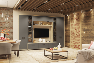 Модульная гостиная Грейс композиция 9  Гикори Джексон Светлый