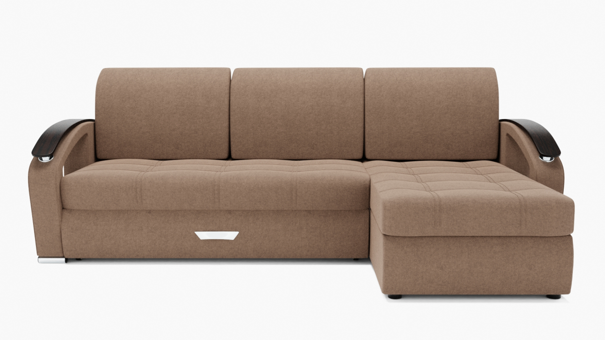 Диваны угловые в гостиную, Угловой диван Дубай-1 с оттоманкой ППУ, велюр