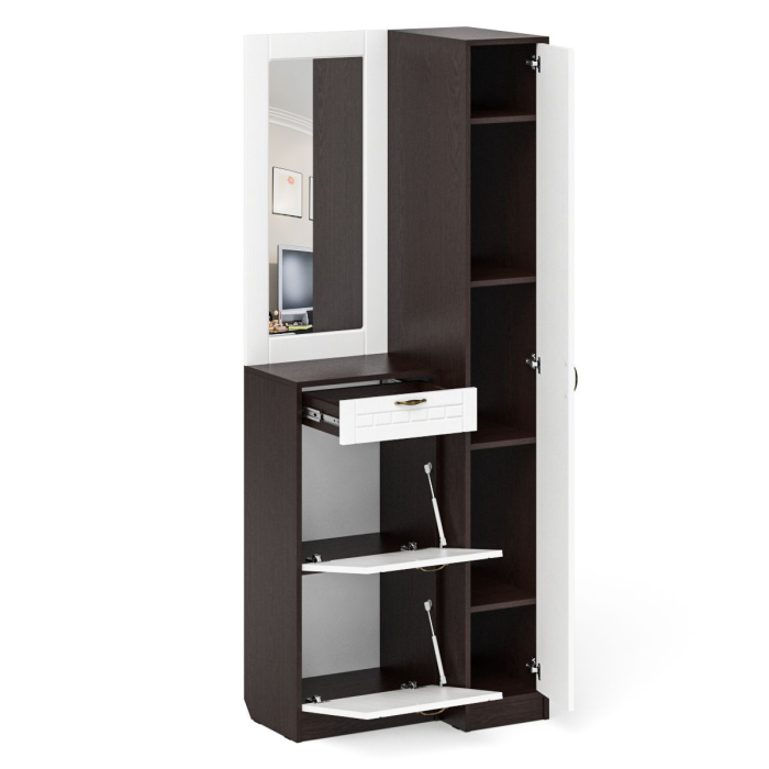 Прихожие, Пенал для прихожей П-6-500 и высокая обувница с зеркалом фрезеровка прованс