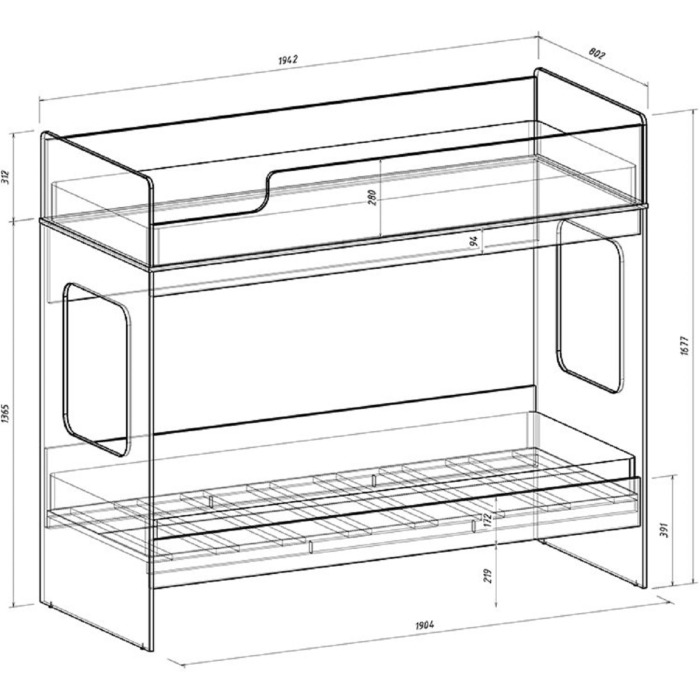 Для подростков, Двухъярусная кровать Легенда D601.2 75х190