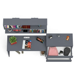 Комод Мори четыре ящика МК800.4 с письменным столом с навесной полкой на 1200