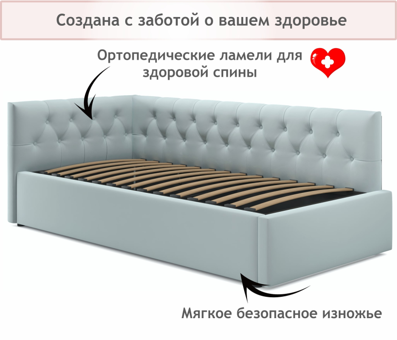 Мягкая кровать, Мягкая кровать-тахта Afelia 900 с ортопедическим основанием