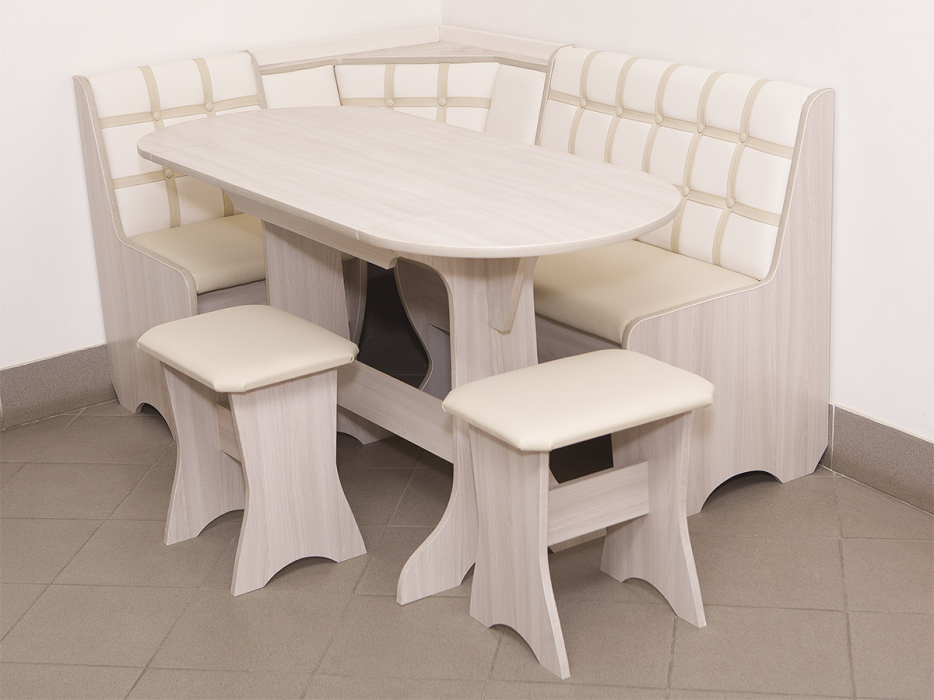 Кухонные уголки, Кухонный уголок Стиль 19Л (со столом СТ-2У) Ясень шимо светлый