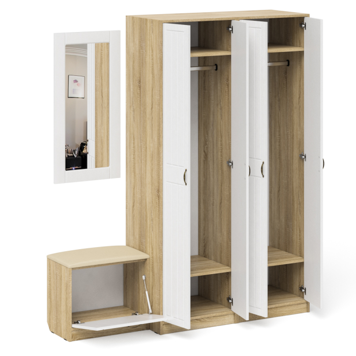 Прихожие, Прихожая П-6 компоновка № 8 МДФ фрезеровка прованс