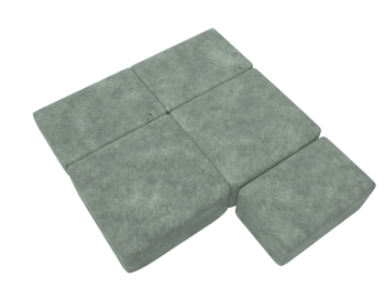 Диван прямой модульный с пуфом Лига-060 НПБ, велюр BRUT