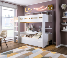 Кровати, Терра СБ-2965 Кровать двухъярусная с выдвижным ящиком и основанием СБ-2995 Белый/Белый (Gaius)