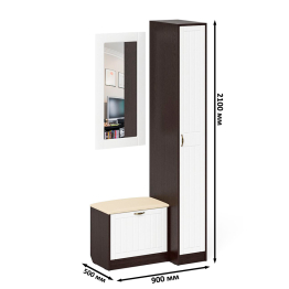 Обувница с сиденьем и зеркалом и пенал П-6-500 фрезеровка прованс