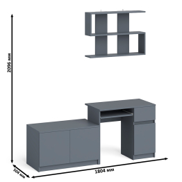 Стол компьютерный однотумбовый Мори МС-1 правый с верхней полкой 900 и тумбой