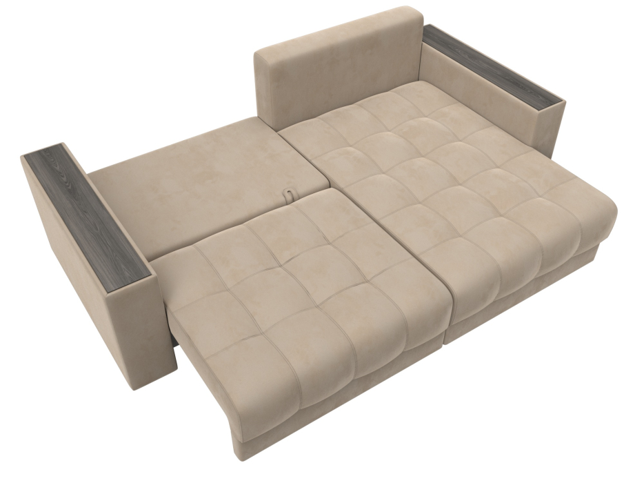 Дизайнерские диваны для гостиной, Диван угловой с декором Лига-049 НПБ, велюр SEVEN