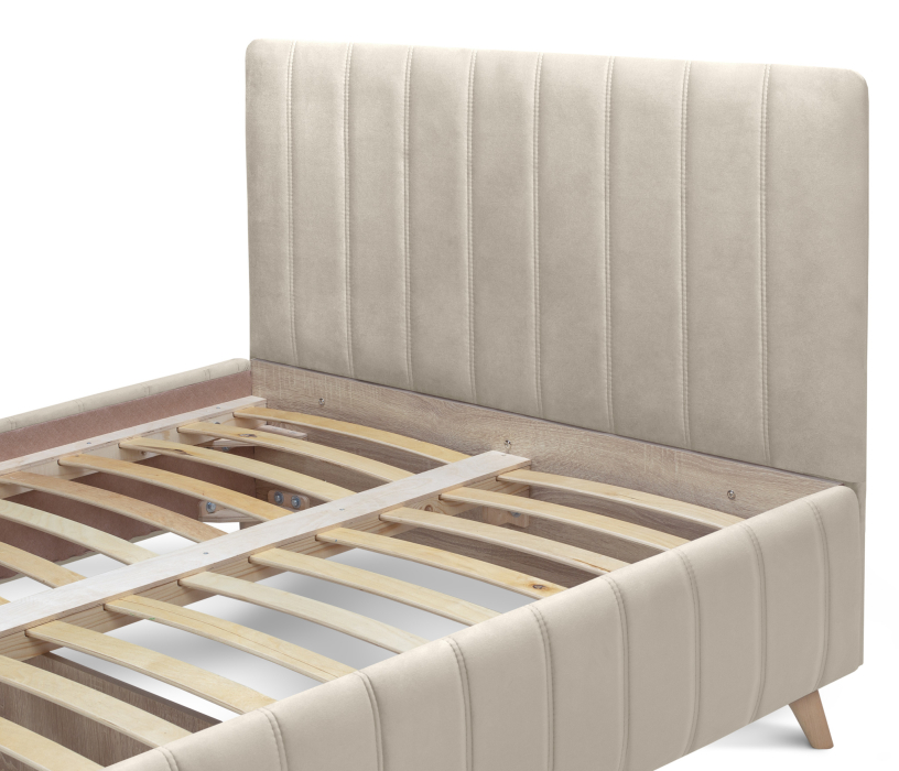 Двуспальные, Кровать с мягким изголовьем Монако 140, микровелюр