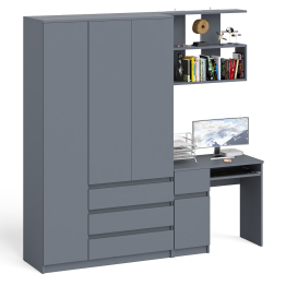 Широкий шкаф-комод Мори МШ1200.1 с письменным столом МС-1 левый и полкой на 900