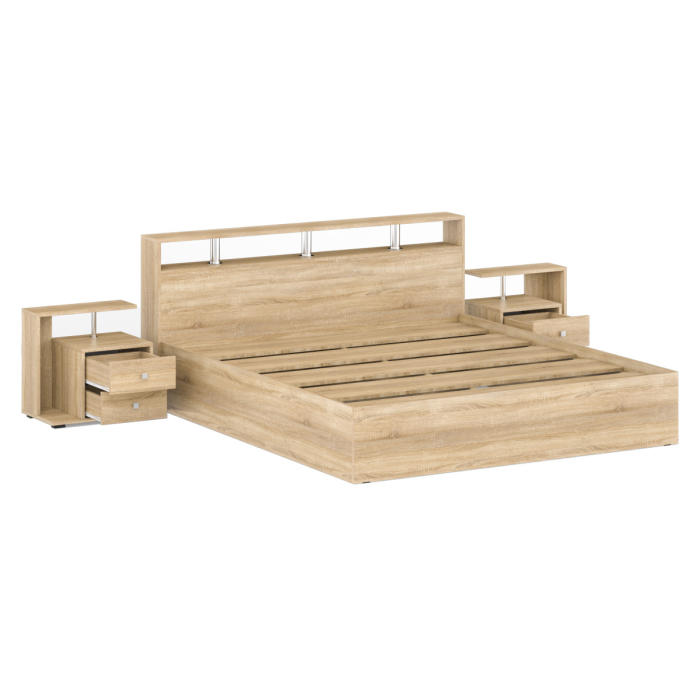 Спальные гарнитуры, Кровать Камелия 1800 с двумя прикроватными тумбами