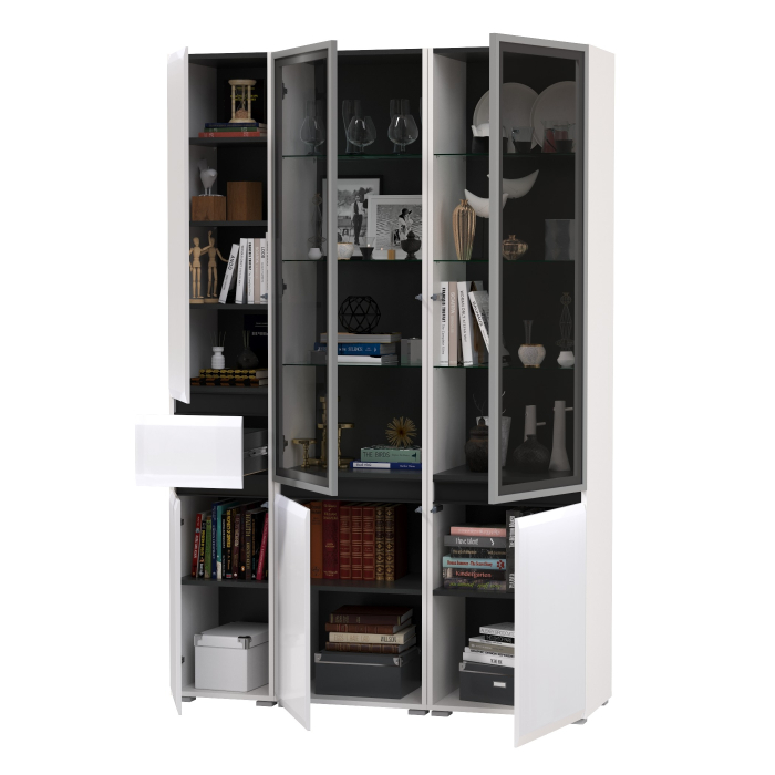 Шкафы распашные, Горка для гостиной Сидней из шкаф-витрина 2 штуки и шкаф с ящиком 13.202