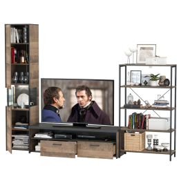 Стенка для гостиной Трувор № 14 с пеналом-витриной с подсветкой