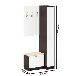 Вешалка для верхней одежды с обувницей с мягким сиденьем и пенал П-6-500 фрезеровка прованс