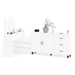 Туалетный столик-трансформер с подсветкой и зеркалом 110 и комод-тумба 123-1604