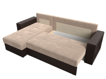 Диван угловой Дубай Лайт, велюр/экокожа, левый угол