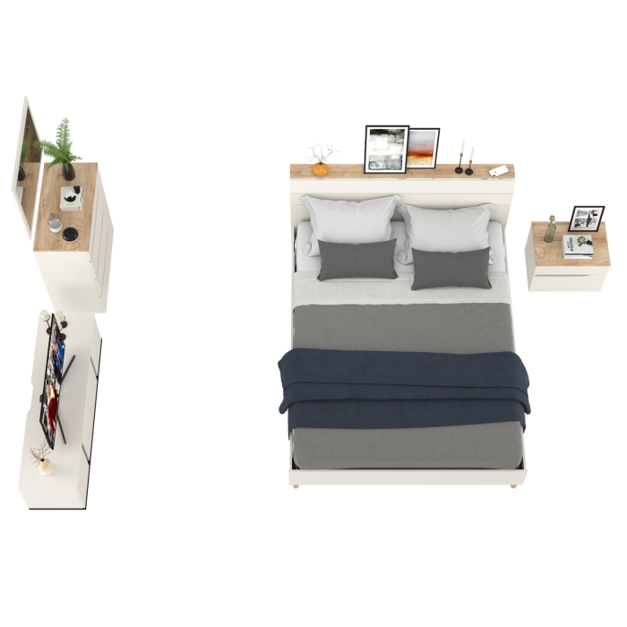 Спальные гарнитуры, Спальный гарнитур белый Муссон с кроватью 1600 и ТВ-тумбой 13.276