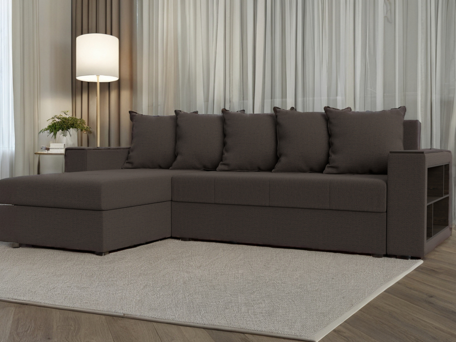 Диваны угловые в гостиную, Диван угловой Дубай Лайт левый угол, рогожка Амур