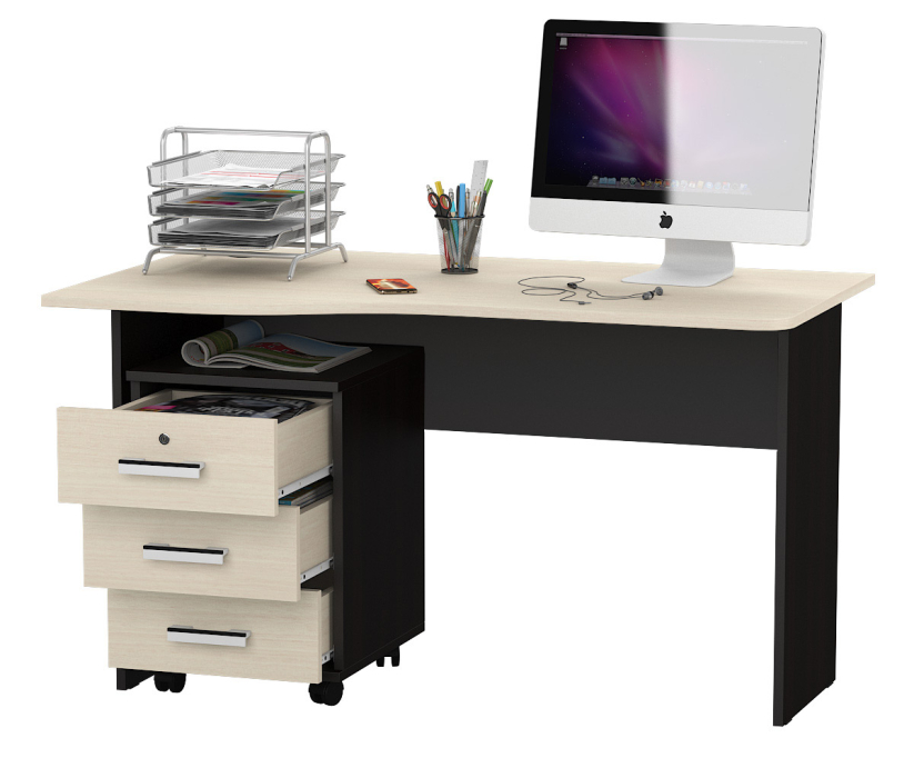 Письменные столы, Стол МД 1.04Т с тумбой на колесиках