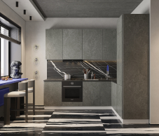 Кухонные гарнитуры, Кухонный гарнитур Регина Белый/МДФ Бетон серый 2,5х2 м