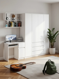 Стол компьютерный с тумбой справа с большим шкафом Мори МШ1600.1 и полкой открытой